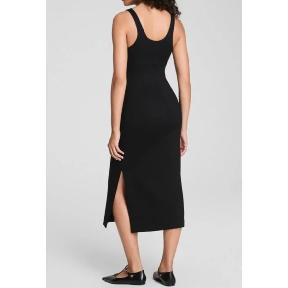 Spanx Ponte Shaping Midi Tank Dress Classic Black Sleeveless Shapewear Cocktail - Picture 2 of 11